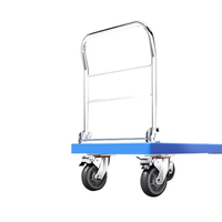 Chariot de table d'entrepôt en plastique portable à bas prix avec chariot à plate-forme portable pliable à quatre roues pour les outils de stockage