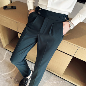<span class=keywords><strong>Pantalon</strong></span> <span class=keywords><strong>de</strong></span> <span class=keywords><strong>costume</strong></span> drapé d'affaires pour hommes printemps/été <span class=keywords><strong>pantalon</strong></span> à jambe droite taille haute sans repassage - Product Image 4
