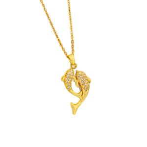 Collier pendentif dauphin Tiyo plaqué or 14 carats avec micro-incrustation de zircon, bijou tendance à thème animal pour femme, cadeau de fête avec chaîne - Product Image 4