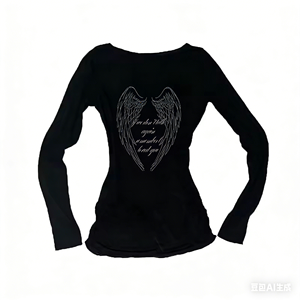T-shirt à manches longues pour filles, style gothique Harajuku vintage punk emo, imprimé sexy, coupe slim chic, esthétique grunge Y2K, streetwear pour femmes - Product Image 6
