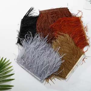 Cinta de Plumas de <span class=keywords><strong>Avestruz</strong></span> Auténticas Multicolor de 1 Metro, 10-15 cm, Plumas de <span class=keywords><strong>Avestruz</strong></span> Blancas para Decoración de Vestidos, Costura, Manualidades - Product Image 1