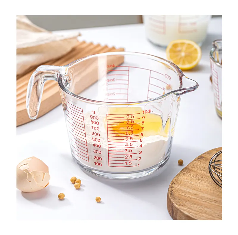 Büyük kapasiteli cam ölçüm fincan ev yüksek sıcaklık ölçeği fincan mutfak süt pişirme kulplu fincan