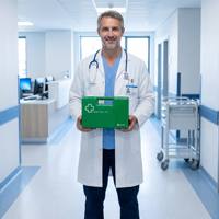 Trousse de premiers secours industrielle compacte en plastique ABS vert, boîte médicale certifiée CE ISO, garantie 5 ans, classe II, taille personnalisée, petite