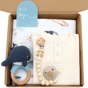 Kaiyue <span class=keywords><strong>2025</strong></span> Hot <span class=keywords><strong>Baby</strong></span> Gift Set recién nacido Wraps mamelucos Camisas Pantalones con lazo Swaddle muselina tela tejida manta de bebé - Product Image 3
