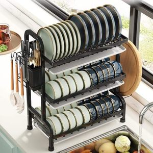 Égouttoir à vaisselle à 3 niveaux, double support métallique, pour évier de cuisine - Product Image 4