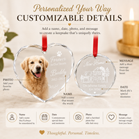 Adorno de Cristal Personalizado para Mascotas, Recuerdo con Foto, Decoración Colgante Pulida a Mano, Regalos para Bautizo y Diwali