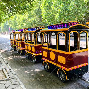 Train touristique sans rails de couleur bordeaux, avec éclairage LED, pour parc d'attractions, idéal pour les sorties familiales, à vendre. - Product Image 2