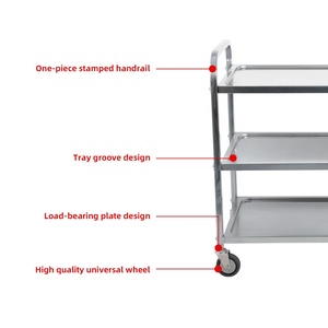 वाणिज्यिक <span class=keywords><strong>2</strong></span> स्तरों स्टेनलेस स्टील रसोई ट्रॉली भोजन रेस्तरां के लिए ट्रॉली की सेवा - Product Image 2