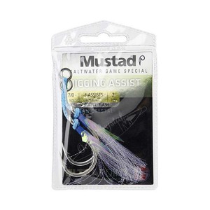 Anzuelo Mustad J-ASSIST5 con pelo morado, afilado químicamente, para pesca en agua salada, anzuelo para jigging en barco, anzuelo para placa de hierro. - Product Image 2