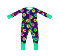 Combinaison en bambou pour commande en gros, pyjama d'Halloween avec lune pleine et loup hurlant, hypoallergénique