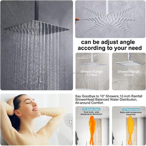 Chrome Trần núi mưa Mixer vòi hoa sen đặt vuông lượng mưa bồn tắm cầm tay với <span class=keywords><strong>6</strong></span> Cơ thể phun máy bay phản lực phòng tắm van TRIM hệ thống - Product Image 2