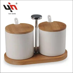 Factory Wholesale Food Storage Canister Jar Container Tea Sugar Coffee Canister Set With Bamboo Lid