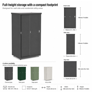 Armario <span class=keywords><strong>de</strong></span> Almacenamiento Exterior SEEYES con Doble Puerta Corredera, Acero Galvanizado, para Herramientas <span class=keywords><strong>de</strong></span> Jardín, Patio, Fábrica OEM ODM, Impermeable - Product Image 2