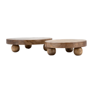 Vassoi rotondi in legno con piedini a sfera per decorazioni domestiche o come centrotavola - Product Image 3