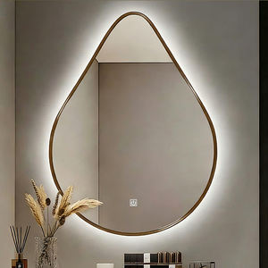 Achat en gros de miroirs intelligents à LED muraux avec cadre en aluminium et interrupteur tactile, ensemble de miroirs en forme de goutte d'eau - Product Image 4