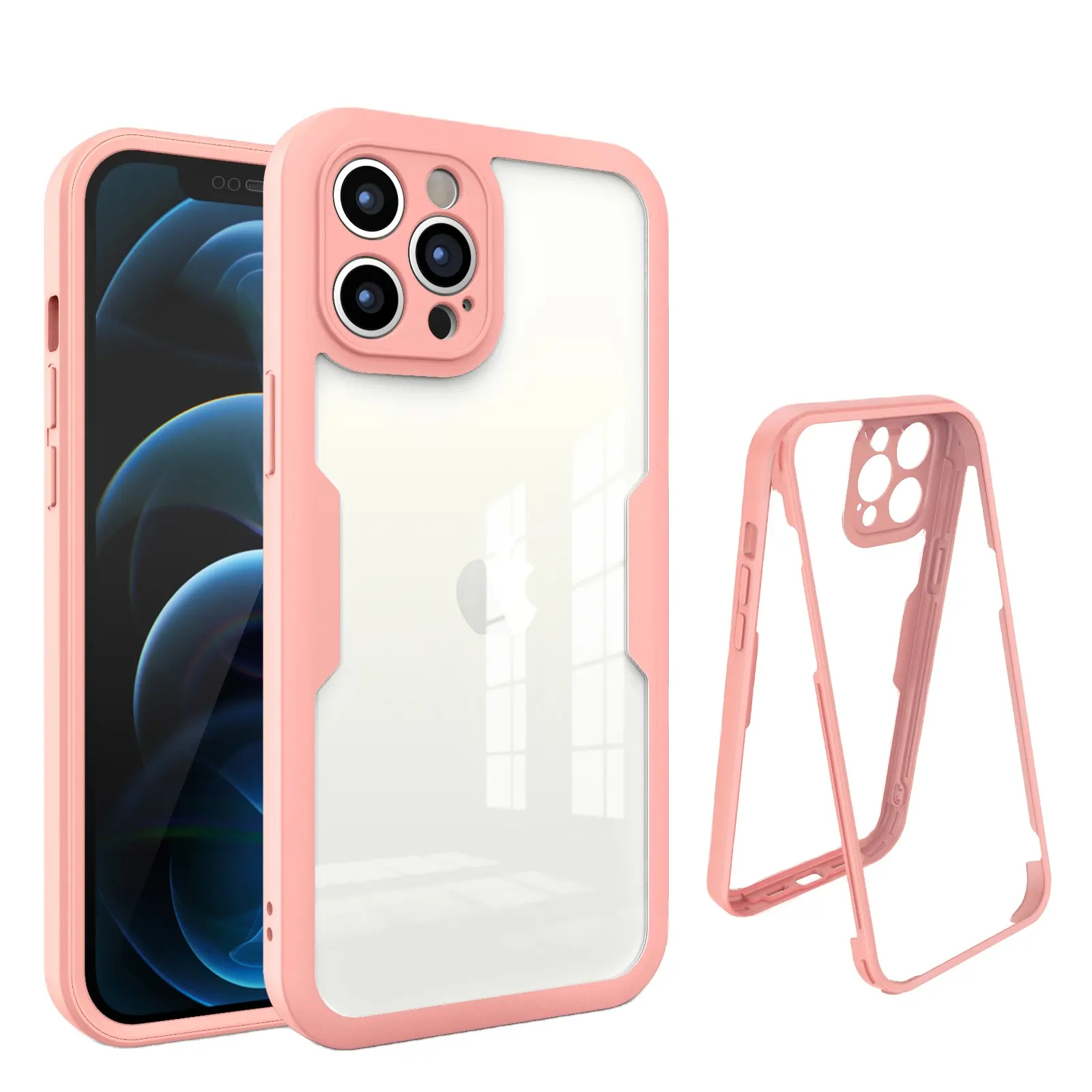 360 Degree Full Body Cover Case Double Side Cover Lens Screen Protection Phone Case for iPhone 11 and 12 series