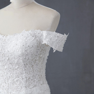 Off Shoulder Mermaid Wedding Dress White Lace Sweetheart Neckline Train Slim Fit Bridal Gown - Product Image 4