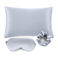 Ensemble taie d'oreiller personnalisée en soie de mûrier avec taies d'oreiller en soie satinée chouchou et masque pour les yeux
