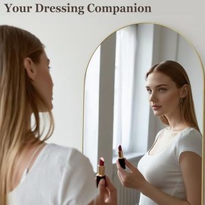 Miroir de décoration simple et moderne pour salon 64 x 21 pouces, miroir de pleine longueur cintré, autoportant, à poser ou à suspendre - Product Image 3