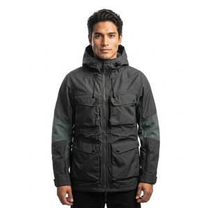 Nueva chaqueta de trabajo impermeable con capucha para hombre, chaqueta de invierno con múltiples bolsillos y cierre de cremallera. - Product Image 1