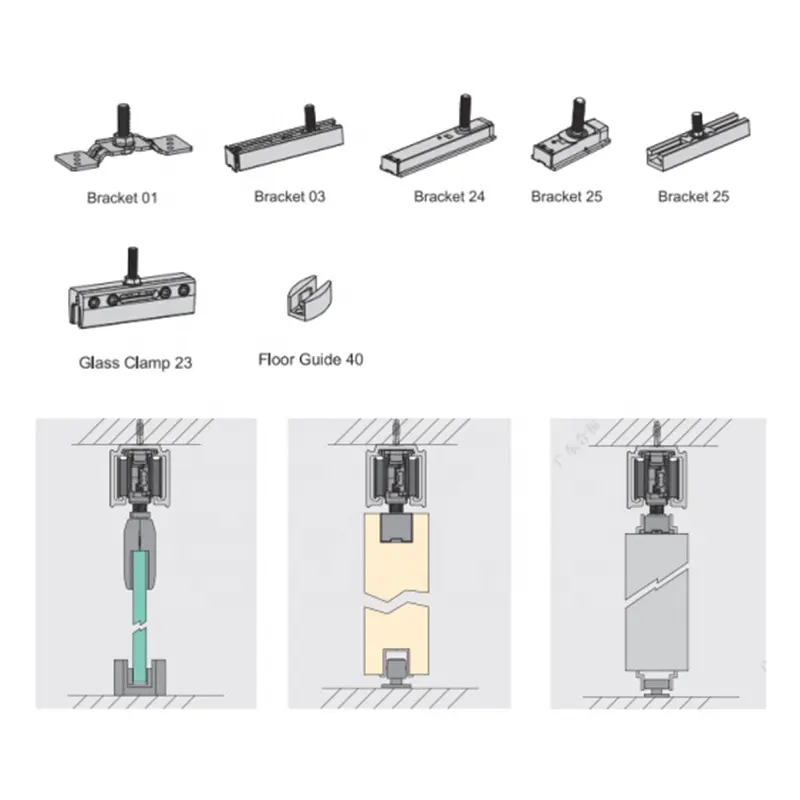 Zware Zwarte Schuurdeur Hardware Systeem Gebouwd In Buffering Apparaat Wdhm01