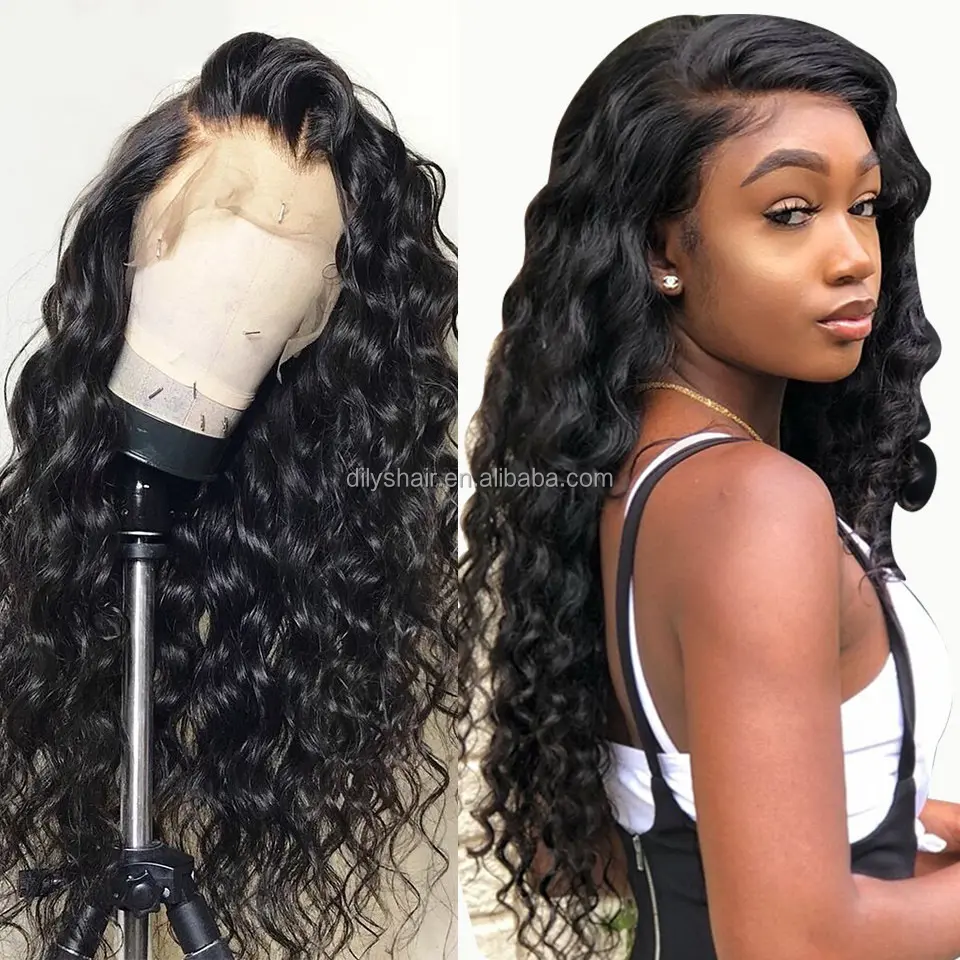 Perruque Lace Front Wig malaisienne Remy — isee, perruque naturelle, cheveux bouclés, Loose Deep Wave, 14-38 pouces, 13x4, densité 150 180