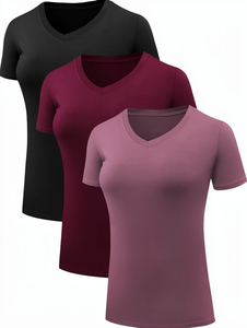 Women Crew Neck Short Sleeve <b>T</b> <b>Shirt</b> Slim Fit Knitted Tee Solid Color Summer Casual Top - Product Image 1