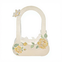 Petit panier pour emballages de bouquets DIY, boîte à fleurs portable avec impression de vœux, idéal pour les cadeaux d'anniversaire et la décoration
