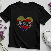 Vente en gros usine : Transferts thermocollants en strass à motif chrétien pour T-shirt