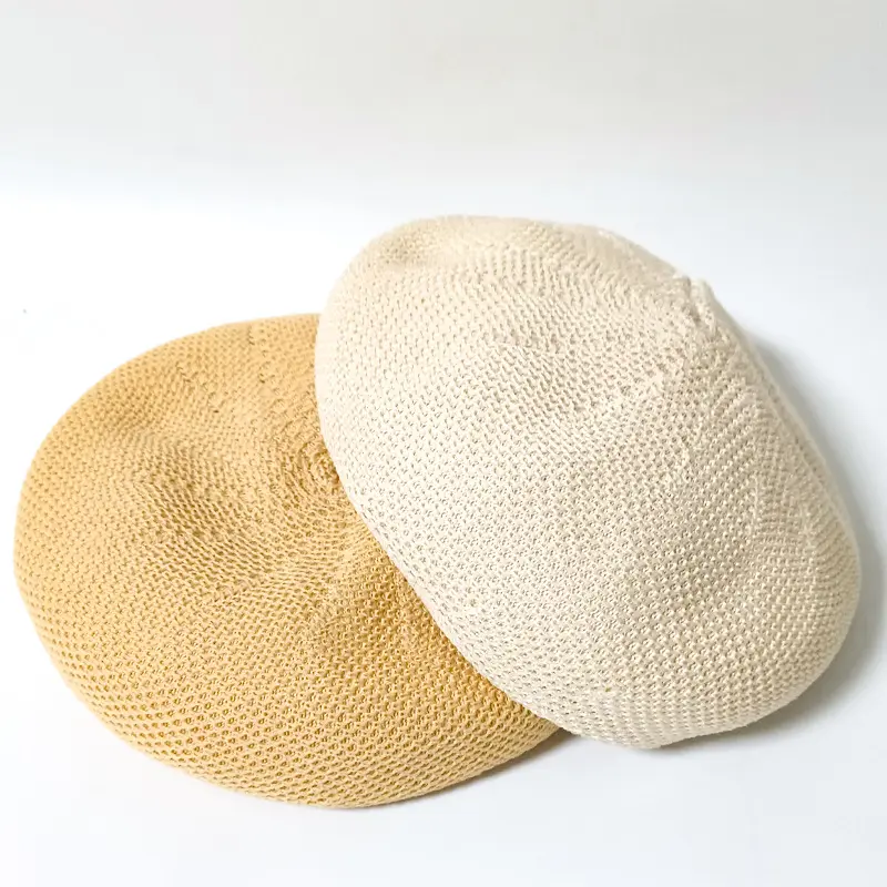 หมวกเบเร่ต์ของผู้หญิง,หมวกแก๊ปและหมวกเบเร่ต์ระบายอากาศได้ดีพิมพ์ลายตาข่ายแฟชั่นฤดูร้อน