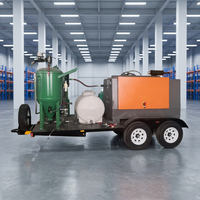 Système de sablage sans poussière monté sur remorque avec compresseur d'air diesel intégré, unité mobile de sablage/sablateurs tractable