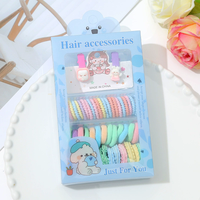 Set Hadiah Aksesoris Rambut Bunga Gaya Korea untuk Anak-anak dengan Ikat Rambut Lucu dari Poliester & Katun