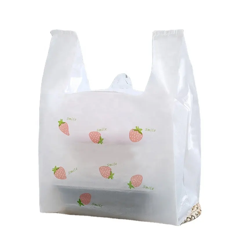 عالية الجودة حقيبة بلاستيكية شفافة التسوق T حقيبة قميص المتاح سترة الناقل حقيبة ل الخضار الفاكهة الوجبات السريعة