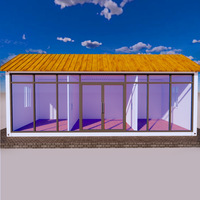 Casa Modular con Techo Inclinado, Drenaje Eficiente, Puerta Corredera de Vidrio, Iluminación Brillante, Edificio Prefabricado Desmontable para Uso en Múltiples Escenarios