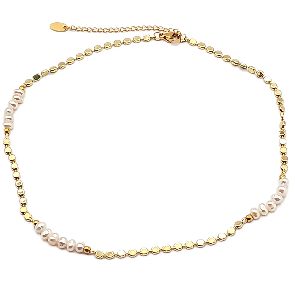 Collana di perle irregolari fatte a mano placcato in oro per le donne, collana di perle naturali di vera acqua dolce Set catena