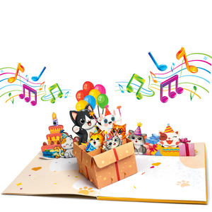 3D Pop Up 3D Cat In <b>Box</b> Music And Light Birthday Greeting Cards Perfect <b>Gift</b> for Friends with <b>Envelope</b> - Product Image 1