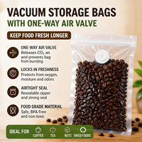 Sac d'emballage personnalisé sous vide pour grains de café avec valve de dégazage unidirectionnelle, pochette refermable de qualité alimentaire