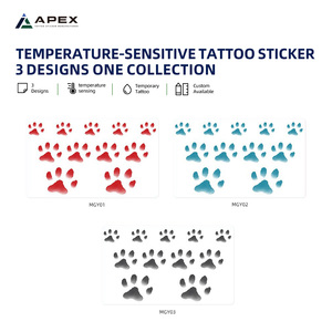 <span class=keywords><strong>Tatuaggio</strong></span> Temporaneo Termocromico a Forma di Zampa di Gatto 100x60mm, Adesivo Reattivo al Calore per Amanti dei Gatti, 3 Colori - Product Image 3