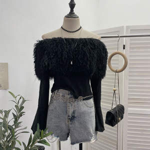 Camiseta Corta de Algodón para Mujer, Ajustada, con Mangas Abullonadas, sin Tirantes, Sexy y Elegante, para Otoño, Marca <span class=keywords><strong>ZONA</strong></span> - Product Image 6