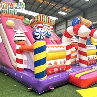 Château gonflable Candy Land avec toboggan, combo château gonflable pour enfants sur le thème des bonbons, idéal pour la location de fêtes