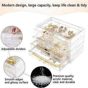 Yageli YGL-OR-413 <b>Large</b> Capacity Earring Ring <b>Gift</b> <b>Boxes</b> Acrylic Jewelry Box 4 Drawers Organizer Box Adjustable Dividers - Product Image 6