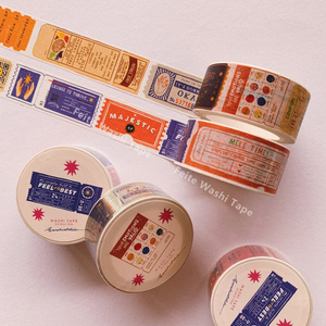 Ensemble de rubans adhésifs washi imprimés, activables à l'eau, à une face, pour la décoration DIY personnalisée - Product Image 2