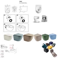 WC artistique rond avec cuvette intégrée Rosa Toilets, siège intelligent, cuvette sanitaire, coloris Glaze, WC intelligent avec réservoir à double chasse