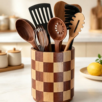 Porte-ustensiles en bois, organisateur cylindrique, bloc de couleur, rangement de cuisine pour cuillères, fourchettes, outils de cuisine, décoration intérieure