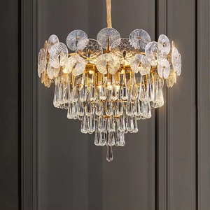 Candelabro de cristal K9 de lujo dorado moderno para comedor de dormitorio Simple posmoderno para sala de estar - Product Image 2