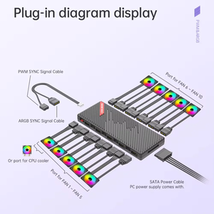 <span class=keywords><strong>COOLMOON</strong></span> ฮับแยกสัญญาณ PWM และ ARGB 1 ต่อ 10 ช่อง แบบแม่เหล็กดูด ตัวควบคุม ARGB แบบแยกสัญญาณ 5V 3Pin ตัวควบคุมพัดลมระบายความร้อน สำหรับพัดลมเคสคอมพิวเตอร์ - Product Image 5