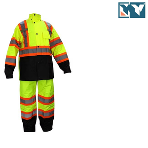 Traje Impermeable de Alta Visibilidad, Chaqueta y Pantalón de Poliéster Oxford <span class=keywords><strong>para</strong></span> Trabajo de Construcción - Product Image 3