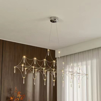 Lustre moderne de luxe en cristal, suspension LED de taille moyenne, finition chromée, éclairage pour maison et bureau – Offre spéciale