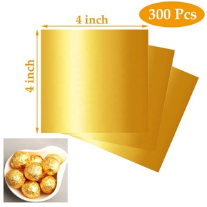 Feuille d'aluminium carrée dorée de luxe, excellente malléabilité, pour emballage de chocolats et sucettes DIY - Product Image 2