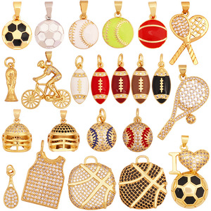 Pendentif d'haltères pour la <span class=keywords><strong>fabrication</strong></span> <span class=keywords><strong>de</strong></span> <span class=keywords><strong>bijoux</strong></span> DIY, accessoires créatifs d'haltères pour le hockey, baseball, le football et le tennis - Product Image 1